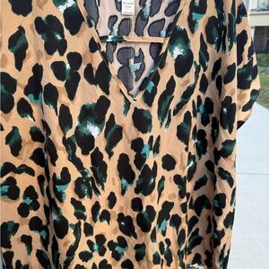 Leopard Print V-Neck Women's Top